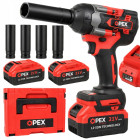 Akumuliatorinis smūginis veržliasukis OPEX TOOLS, bešepetėlis, 700 Nm, 2 akumuliatoriai 3.0 Ah, OPX28038