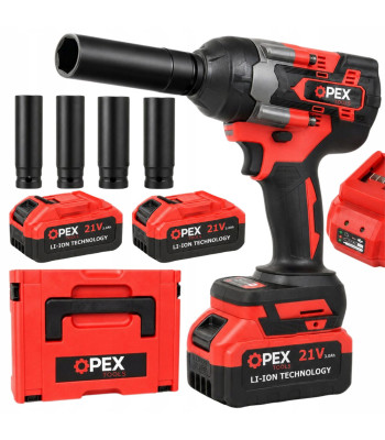 Akumuliatorinis smūginis veržliasukis OPEX TOOLS, bešepetėlis, 700 Nm, 2 akumuliatoriai 3.0 Ah, OPX28038