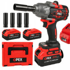 Akumuliatorinis smūginis veržliasukis su galvutėmis ir 2 akumuliatoriais, OPEX TOOLS OPX28039, 1000 Nm, 21 V, 3,0 Ah