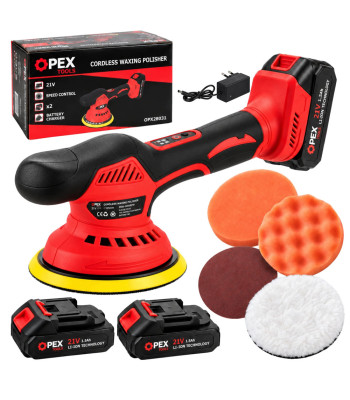 Akumuliatorinė automobilinė poliravimo mašinėlė su priedais, OPEX TOOLS OPX28031, 150 mm