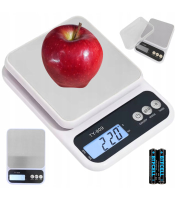 Elektroninės virtuvinės svarstyklės su dubenėliu, baltos, 5 kg, 1 g