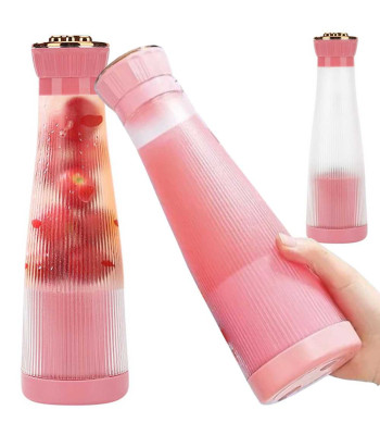 Nešiojamas belaidis USB kokteilių trintuvas, rožinis, 400 ml, 25 cm