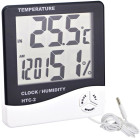 Elektroninis LCD termometras su vidaus ir lauko temperatūros bei oro drėgmės matavimu, laikrodžiu, data ir žadintuvu – 01310