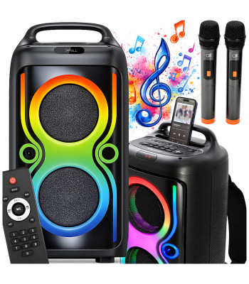 Nešiojama „Bluetooth“ kolonėlė su karaoke funkcija ir 2 mikrofonais
