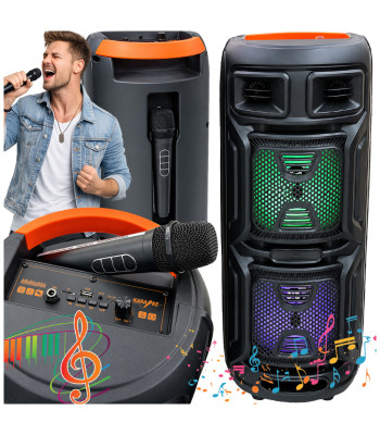Nešiojamoji belaidė karaoke kolonėlė su Bluetooth, USB, FM radiju ir AUX, ABS-8208, 60 cm