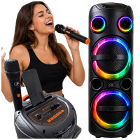 Didelė nešiojamoji belaidė karaoke kolonėlė su Bluetooth, USB, FM radiju ir AUX, BT-8813