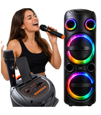 Didelė nešiojamoji belaidė karaoke kolonėlė su Bluetooth, USB, FM radiju ir AUX, BT-8813