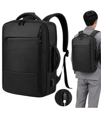 Vyriška juoda verslo kuprinė nešiojamajam kompiuteriui su USB jungtimi, 33 × 47 × 13 cm