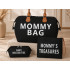 Mamos krepšys su kosmetine ir organizatoriumi, 3 dalių rinkinys, juodas, Mommy Bag, 57 × 23 × 34 cm