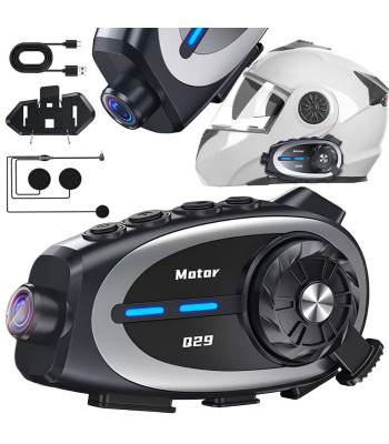Motociklo interkomas su kamera ir Bluetooth ryšiu Q29