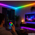 RGB LED juosta su programėle, muzikos sinchronizavimu, nuotolinio valdymo pulteliu ir maitinimo adapteriu, 10 m, 12 V, 2835RGB