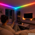 RGB LED juosta su programėle, muzikos sinchronizavimu, nuotolinio valdymo pulteliu ir maitinimo adapteriu, 10 m, 12 V, 2835RGB