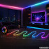 RGB LED juosta su programėle, muzikos sinchronizavimu, nuotolinio valdymo pulteliu ir maitinimo adapteriu, 10 m, 12 V, 2835RGB