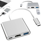 USB-C šakotuvas-adapteris su USB 3.0 ir HDMI, 3-in-1, 4K