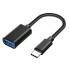 USB-C į USB-A 3.0 OTG adapteris su pintu kabeliu, juodas, 11 cm