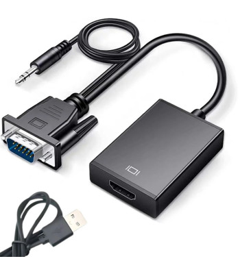 VGA–HDMI adapteris-konverteris su 3,5 mm „Jack“ ir USB, „Full HD“, 25 cm