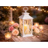 Dekoratyvinis LED lampionas su elektrine žvake, baltas, 28cm x 14cm x 14cm