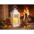 Dekoratyvinis LED lampionas su elektrine žvake, baltas, 28cm x 14cm x 14cm