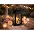 Dekoratyvinis LED žibintas-lampionas su elektrine žvake, juodas, 28cm x 14cm x 14cm