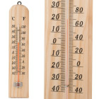 Didelis medinis pakabinamas termometras vidaus ir lauko temperatūrai, 26,5 × 6 × 1,5 cm