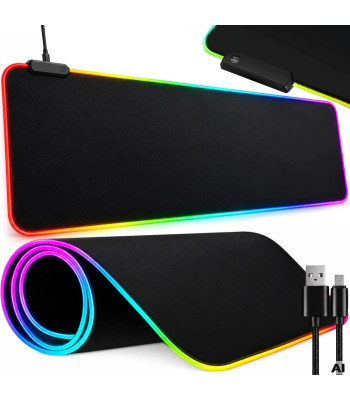 Žaidimų kilimėlis su RGB apšvietimu, USB jungtimi, XXL, 90 × 40 cm