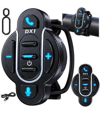 Belaidis „Bluetooth“ pultelis motociklo interkomui ant vairo, IPX6, DX1, 5,5 × 3,5 × 3 cm