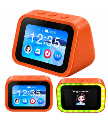 Išmanusis AI stalo laikrodis su jutikliniu ekranu, Bluetooth ir garsiakalbiu, oranžinis, 11,5 × 8 × 7 cm, 27954_P