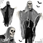 Kabanti Helovino dekoracija – skeletas, vaiduoklis su kaukole, 80 × 70 cm