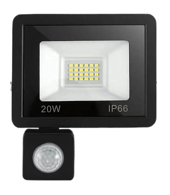 LED lauko prožektorius su judesio ir prieblandos jutikliais, 20 W, 6000 K, IP66