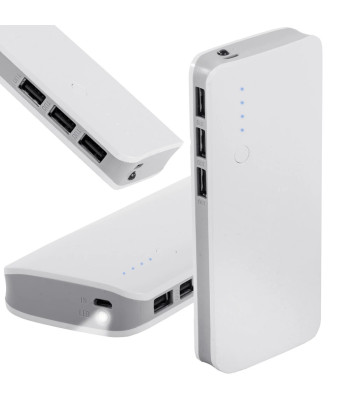 Išorinė baterija su LED žibintuvėliu, 3 USB jungtimis ir 2,1 A išėjimu, 10000 mAh