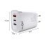 Greitojo įkrovimo tinklo įkroviklis su 3 jungtimis, 65 W, PD-71, 8 × 2,8 × 4,3 cm