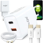 Tinklo įkroviklis telefonui su USB-C ir USB-A jungtimis bei kabeliu, KLGO PD-22, 35 W