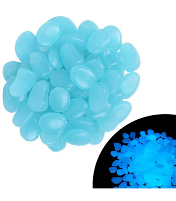 Mėlyni fluorescenciniai dekoratyviniai akmenukai 100 vnt., apie 2 cm