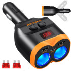 Automobilinis cigarečių uždegiklio lizdo šakotuvas ir įkroviklis, 12–24 V, 2 USB-A, 1 USB-C, QC 3.0, 80 W