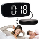 Elektroninis žadintuvas su vibraciniu padu ir LED ekranu, juodas, 12 cm × 6 cm, padas 9 cm × 2 cm
