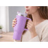 Terminis puodelis su šiaudeliu ir rankena, violetinis, 1200ml