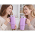 Terminis puodelis su šiaudeliu ir rankena, violetinis, 1200ml