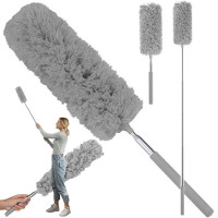Teleskopinė dulkių šluotelė iš mikropluošto, pilka, 35–83 cm