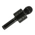 Belaidis karaoke mikrofonas su „Bluetooth“ garsiakalbiu ir balso moduliatoriumi, apvalus, juodas, 23 cm