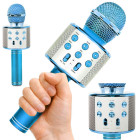 Apvalus belaidis „Bluetooth“ karaoke mikrofonas su garsiakalbiu ir balso moduliatoriumi