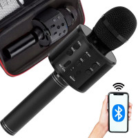 Belaidis „Bluetooth“ karaoke mikrofonas su garsiakalbiu ir dėklu, įvairūs režimai