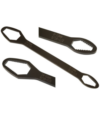 Universalus plokščias žiedinis raktas, juodas, 260 mm, 8–22 mm