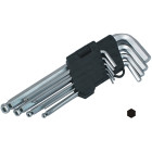 Šešiabriaunių raktų su rutuliniais galais rinkinys, Cr LONG 9X, 9 vnt., 1.5-10MM