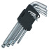 Šešiabriaunių raktų su rutuliniais galais rinkinys, Cr LONG 9X, 9 vnt., 1.5-10MM