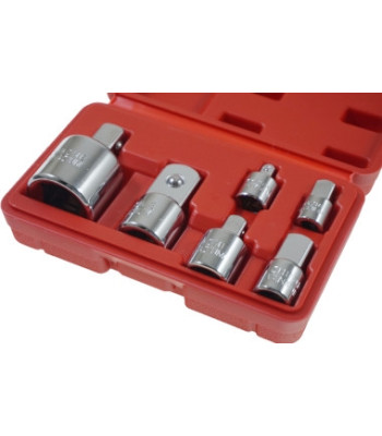 Adapterių rinkinys terkšlei, 6 vnt. (M/F), 1/4″–3/8″–1/2″–3/4″