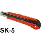 Ištraukiamas segmentinis tapetų peilis, plastikinis korpusas, metalinis slankiklis, 18 mm, SK-5