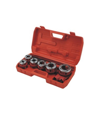 Vamzdžių sriegimo įrankių rinkinys su terkšle ir lagaminu, 9 dalių, 1/4''–3/8''–1/2''–3/4''–1''–5/4''