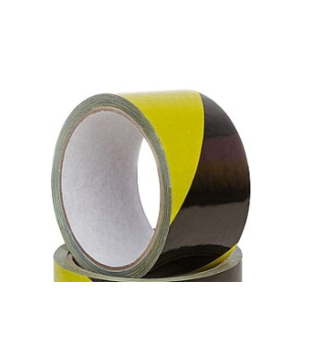 Įspėjamoji žymėjimo juosta, geltona ir juoda, 80MM x 100M