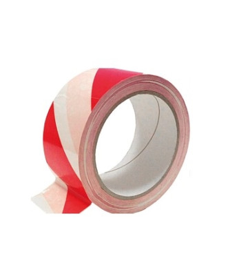 Lipni įspėjamoji juosta, balta ir raudona, GLUE RED/WHITE, 50MM x 33M