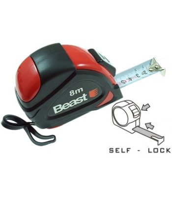 Plieninė savaime užsifiksuojanti matavimo ruletė, Class II, SELF-LOCK CE, 8Mx25MM